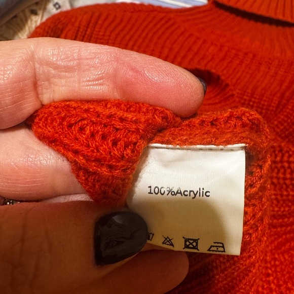 Zaful Forever Young Orange Cropped Turtleneck Dropped Shoulder Sweater Sz 8 - Picture 8 of 14